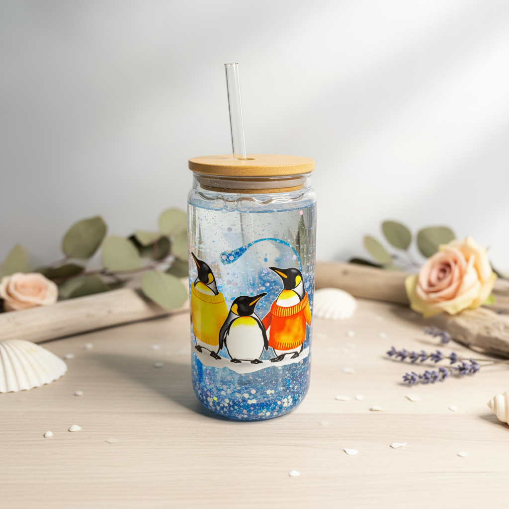 Snow Globe Tumbler with Penguin Logo