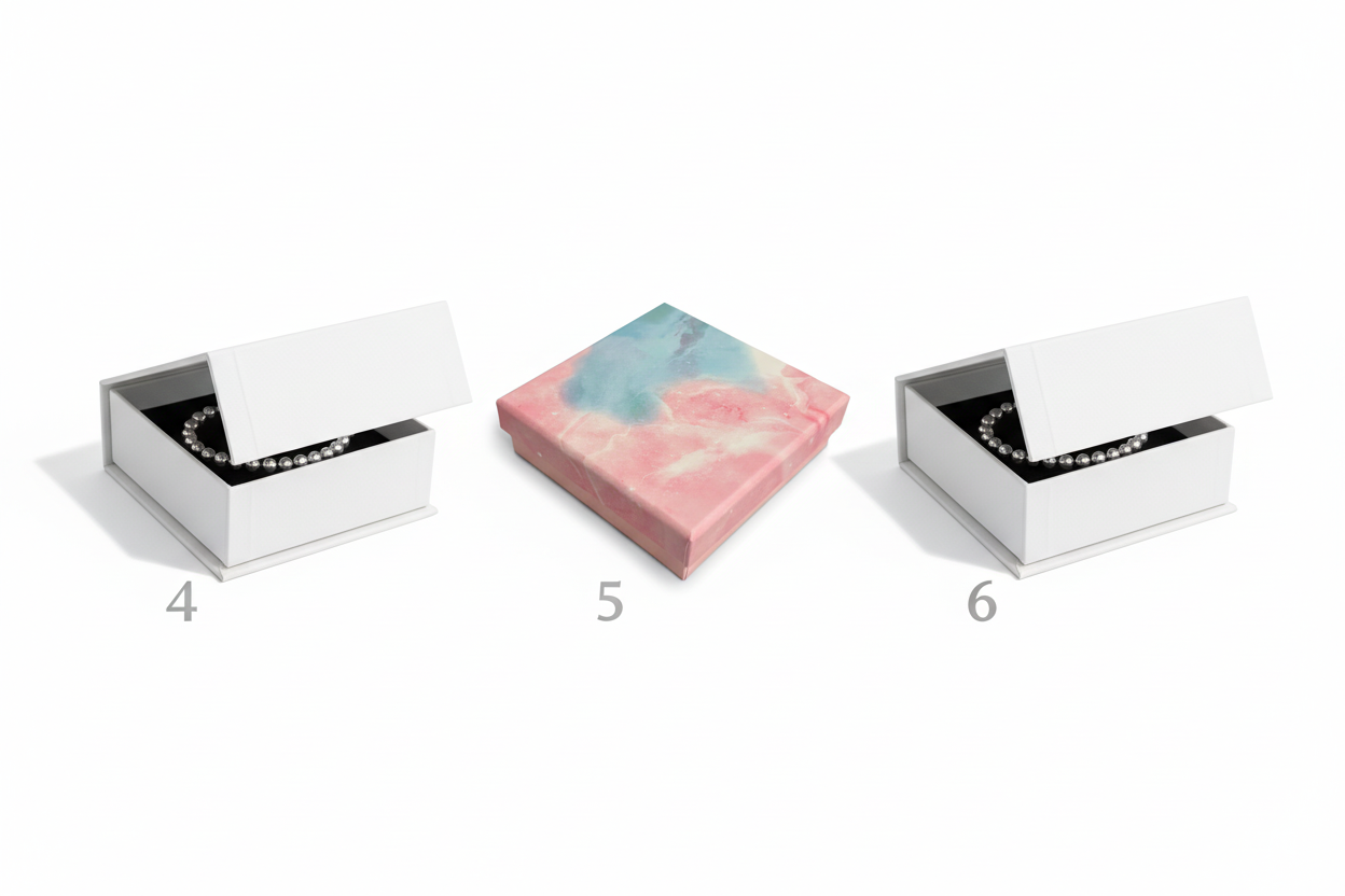 Three numbered gift boxes
