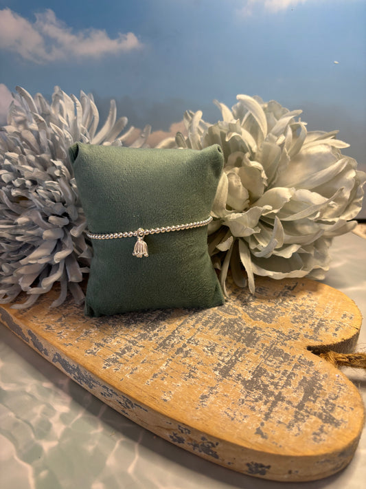 Sterling Silver Beaded bracelet with a dandelion flower charm