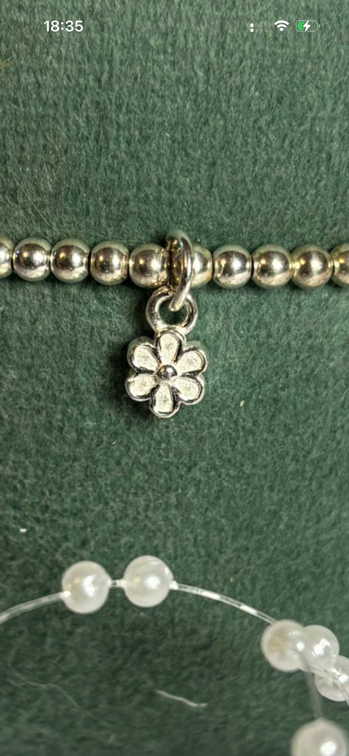 Sterling Silver Beaded bracelet with a flower charm