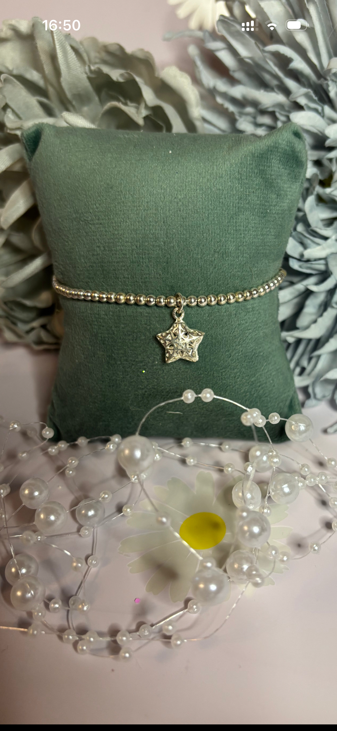Sterling Silver Beaded bracelet with a star charm