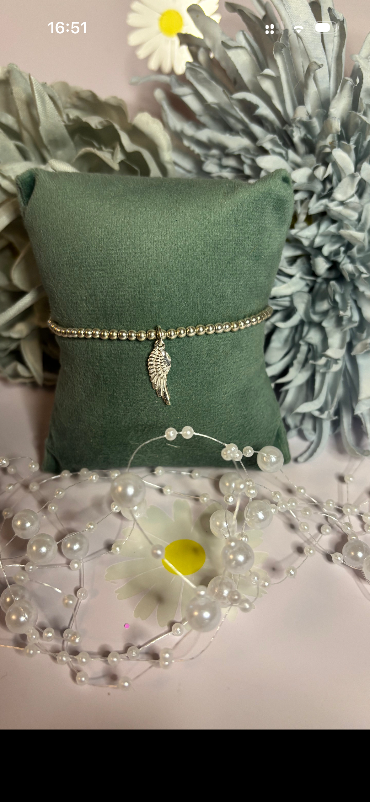 Sterling Silver Beaded bracelet with an Angel Wing charm