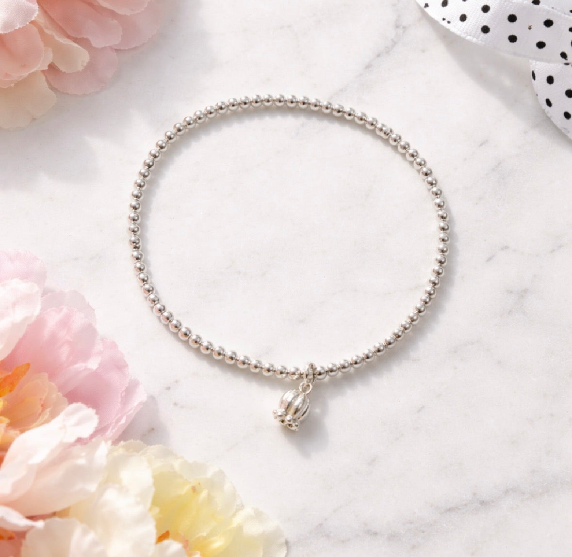 Sterling Silver  Bracelet with a stunning Tulip flower charm