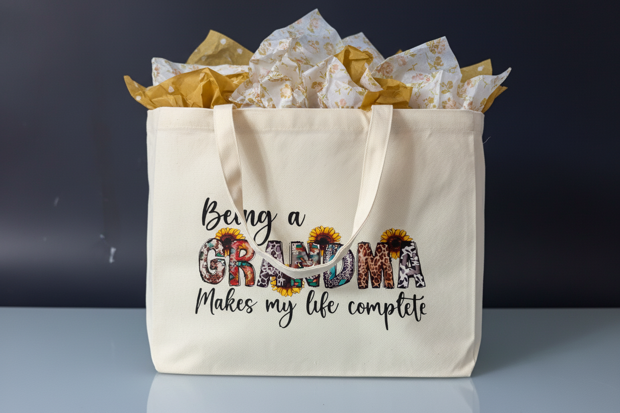 Being a grandma tote bag styled as shopping bag