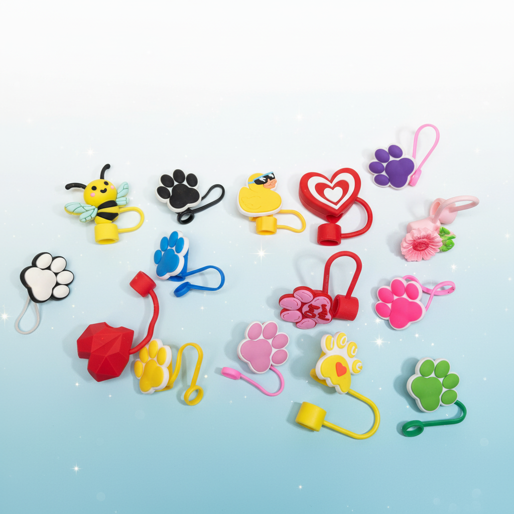 Colorful straw toppers with improved background