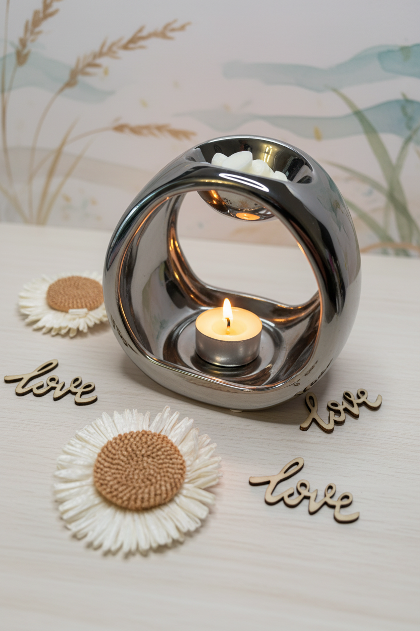 Enhanced Porthminster Wax Burner with lit candle
