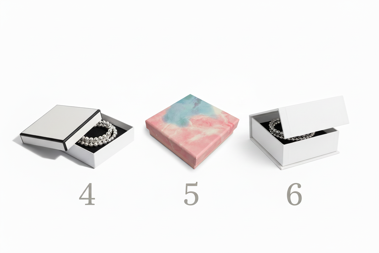 Gift boxes with numbers below