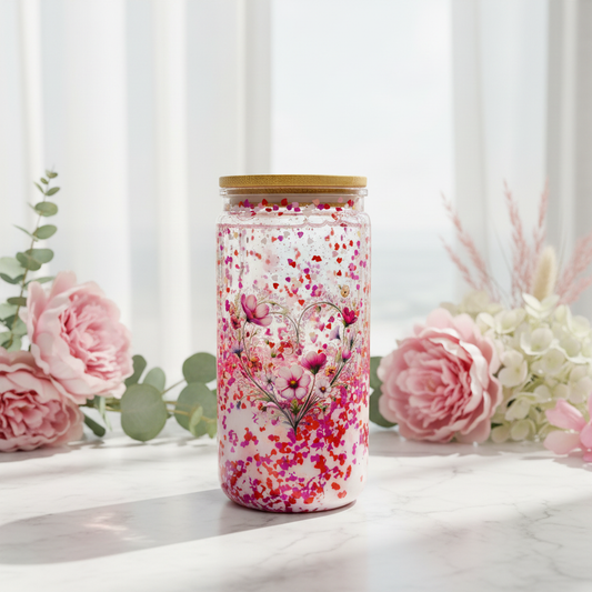 Pink Hearts Snow Globe Tumbler