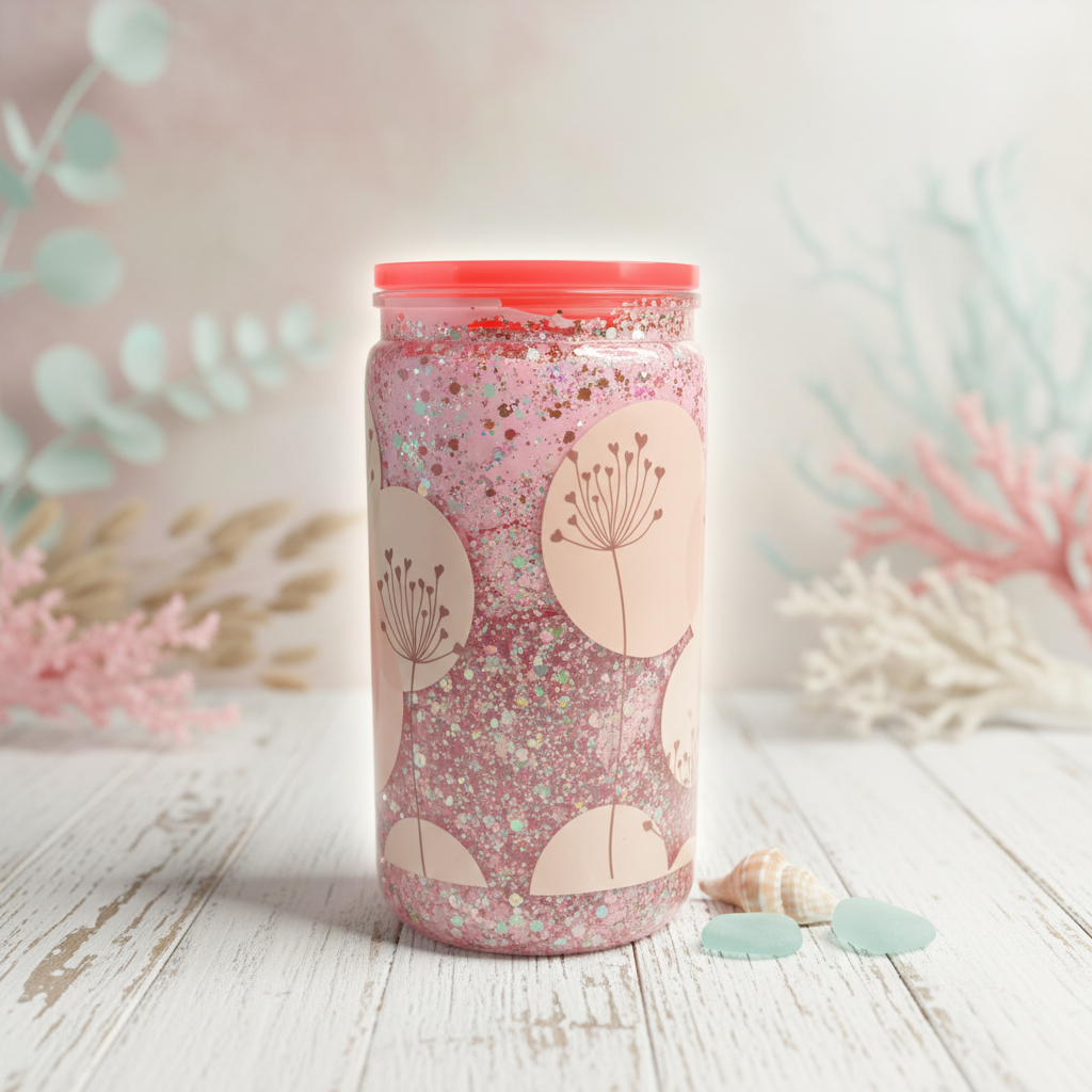 Pink Snow Globe Tumbler with Background