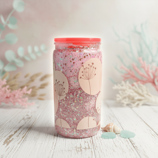 Pink Snow Globe Tumbler with Background
