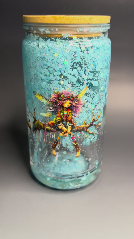 Snowglobe glitter tumbler