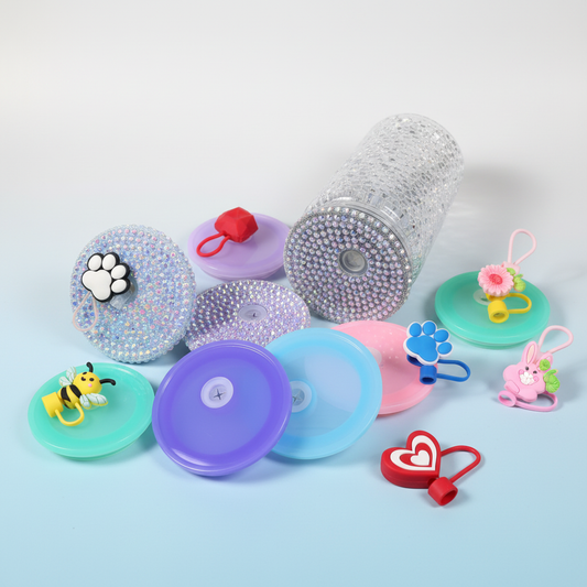 Snow globe tumbler cup lids with premium background
