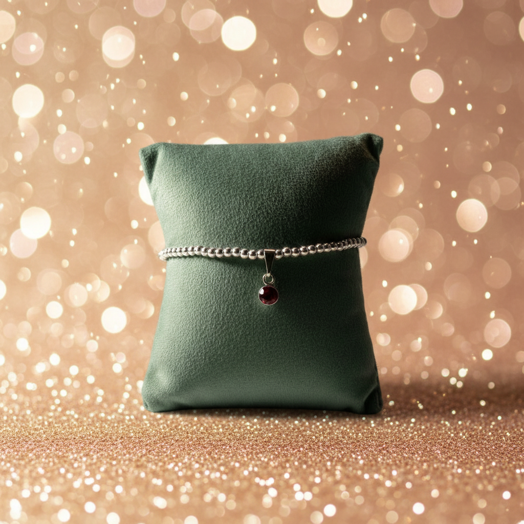 Sterling silver bracelet with sparkly background