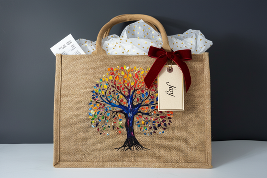 Tree tote bag styled as shopping bag
