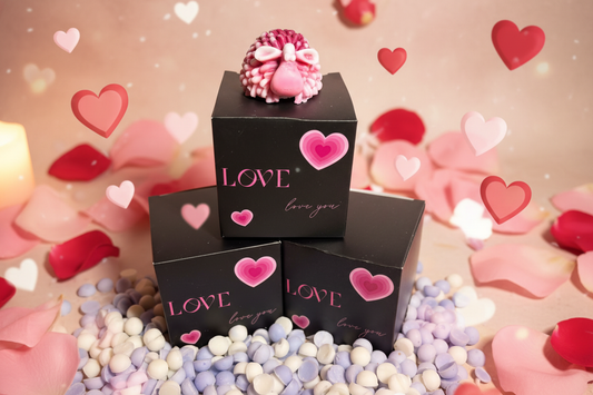 Valentine's Wax melt scoopies with Valentine's Day background