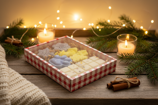 Wax melt gift box in cozy festive setting