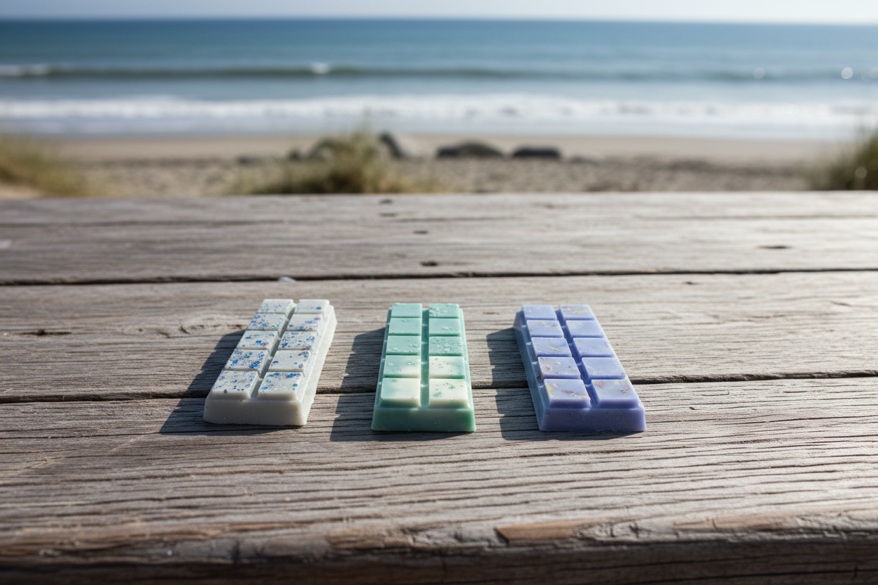 Wax melt on coastal driftwood table